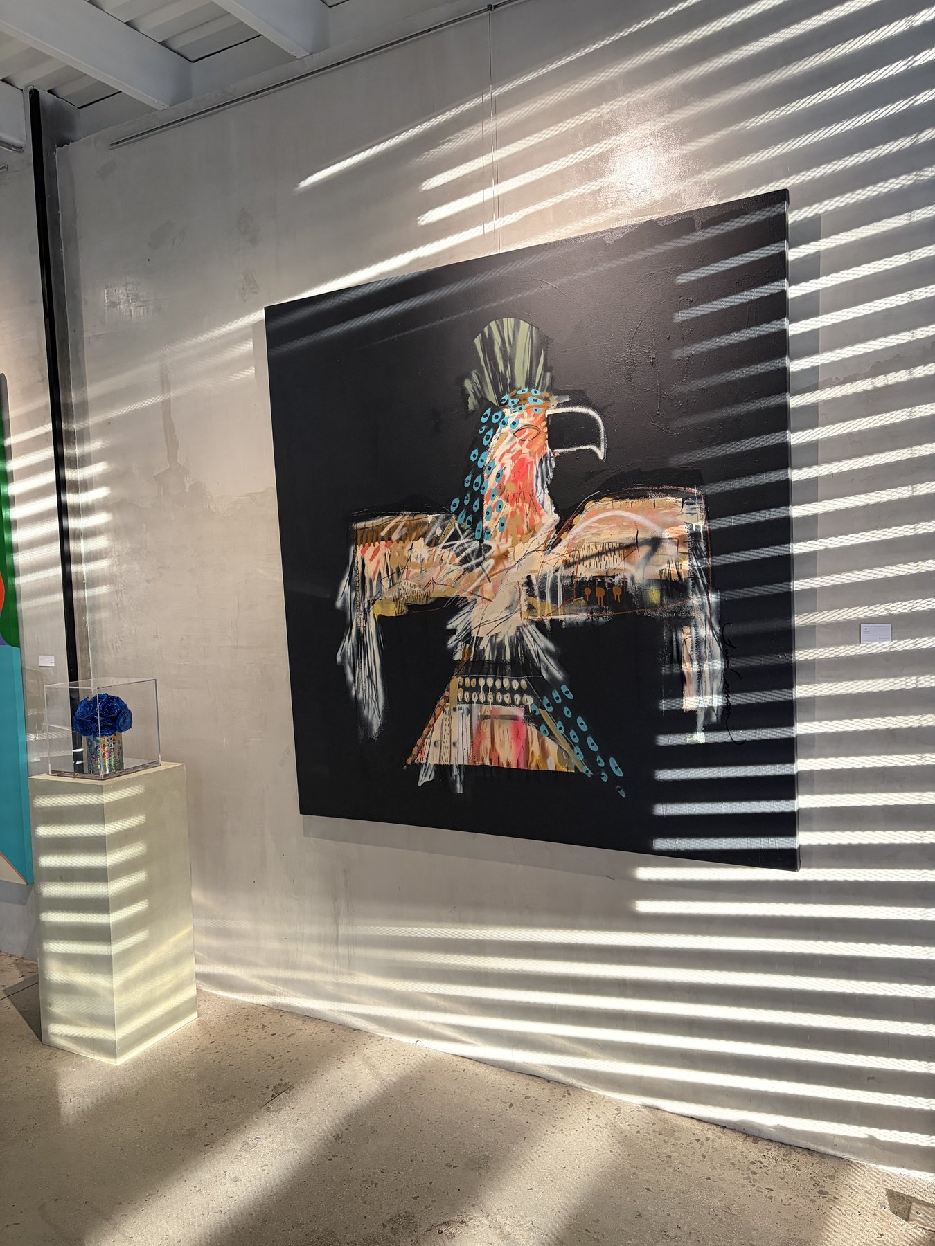 Abstract bird painting under dramatic light
