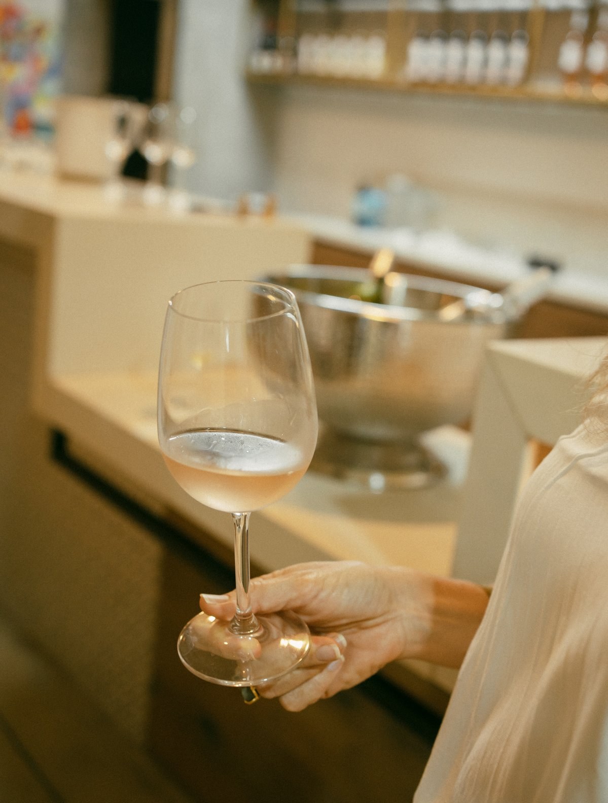 A glass of rosé at the vinoteca